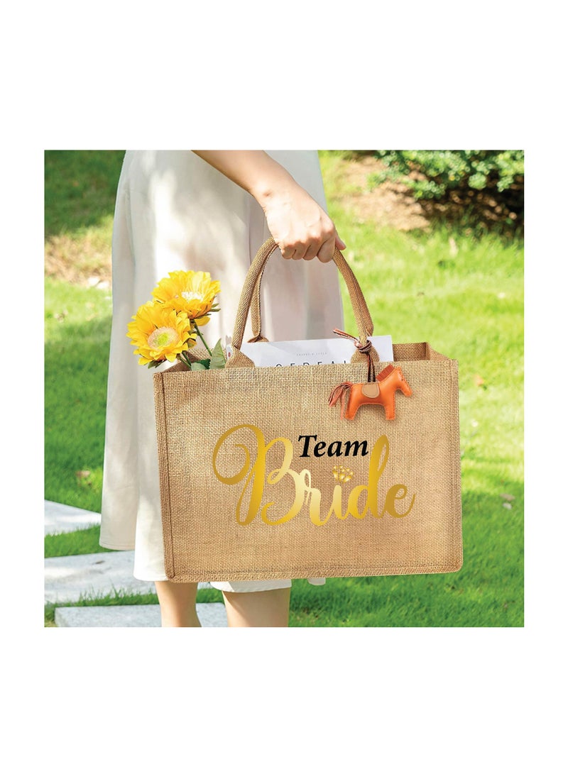 Team Bride Jute Totes - Eco-Friendly Gifts for Every Team Member - Bridesmaids Besties - Weddings and Bridal Showers Jute Bag