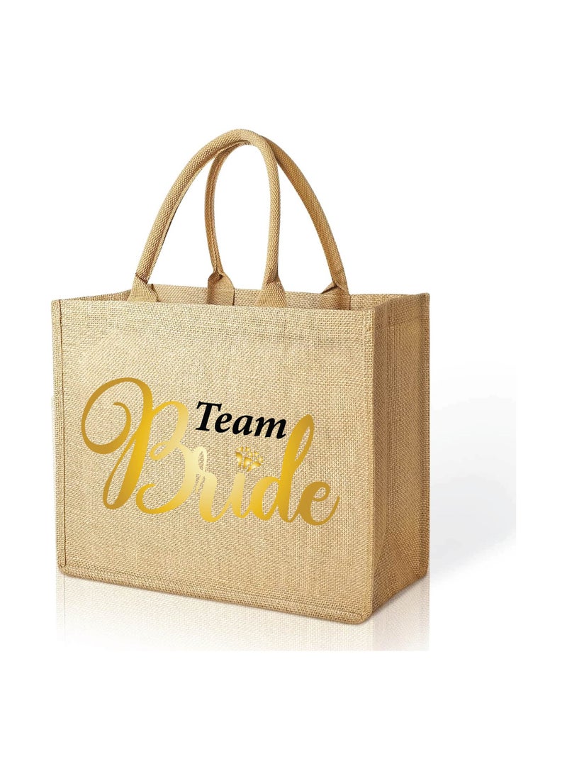 Team Bride Jute Totes - Eco-Friendly Gifts for Every Team Member - Bridesmaids Besties - Weddings and Bridal Showers Jute Bag