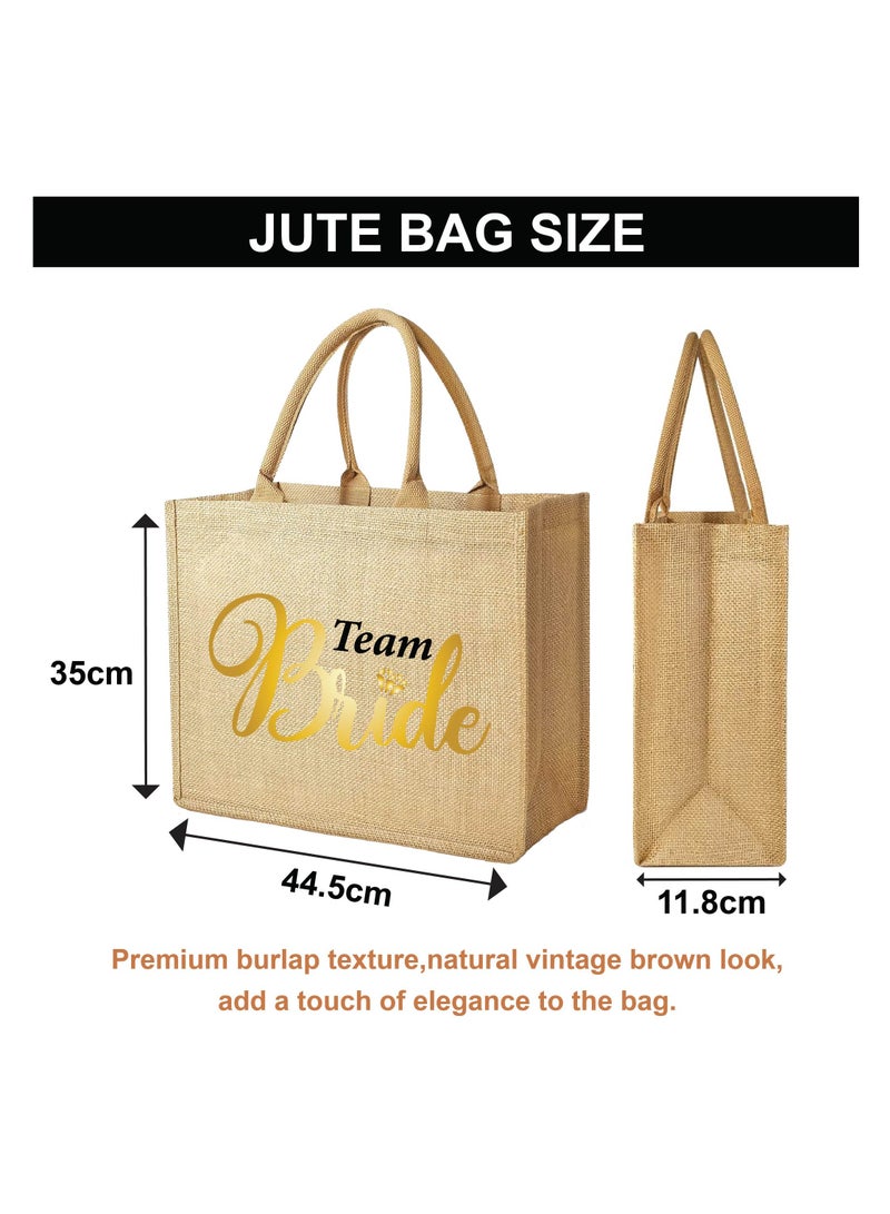 Team Bride Jute Totes - Eco-Friendly Gifts for Every Team Member - Bridesmaids Besties - Weddings and Bridal Showers Jute Bag