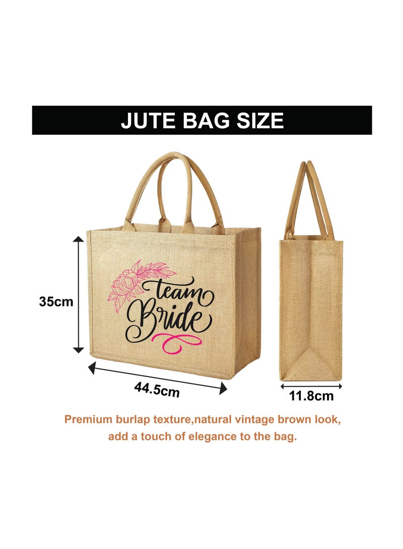 Team Bride Jute Totes - Eco-Friendly Gifts for Every Team Member - Bridesmaids Besties - Weddings and Bridal Showers Jute Bag