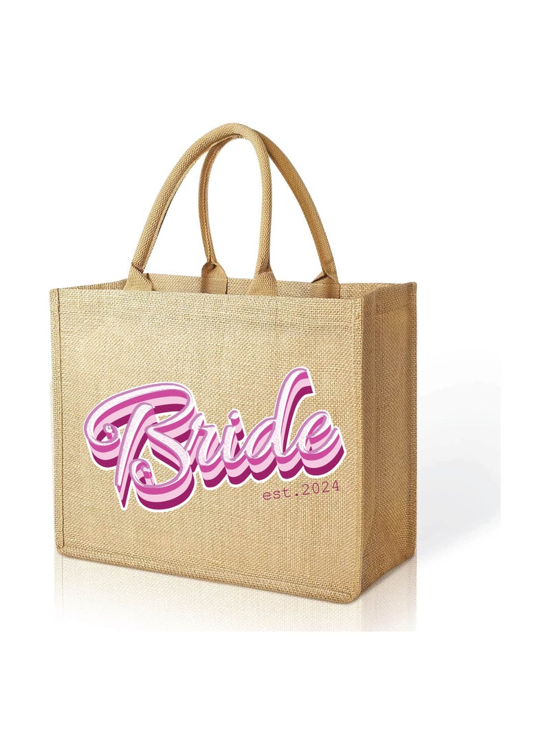 Jute Tote Bag-Bride Est-Wedding Party Gift Bag For Bridesmaids And Guests-Wedding Party Favors