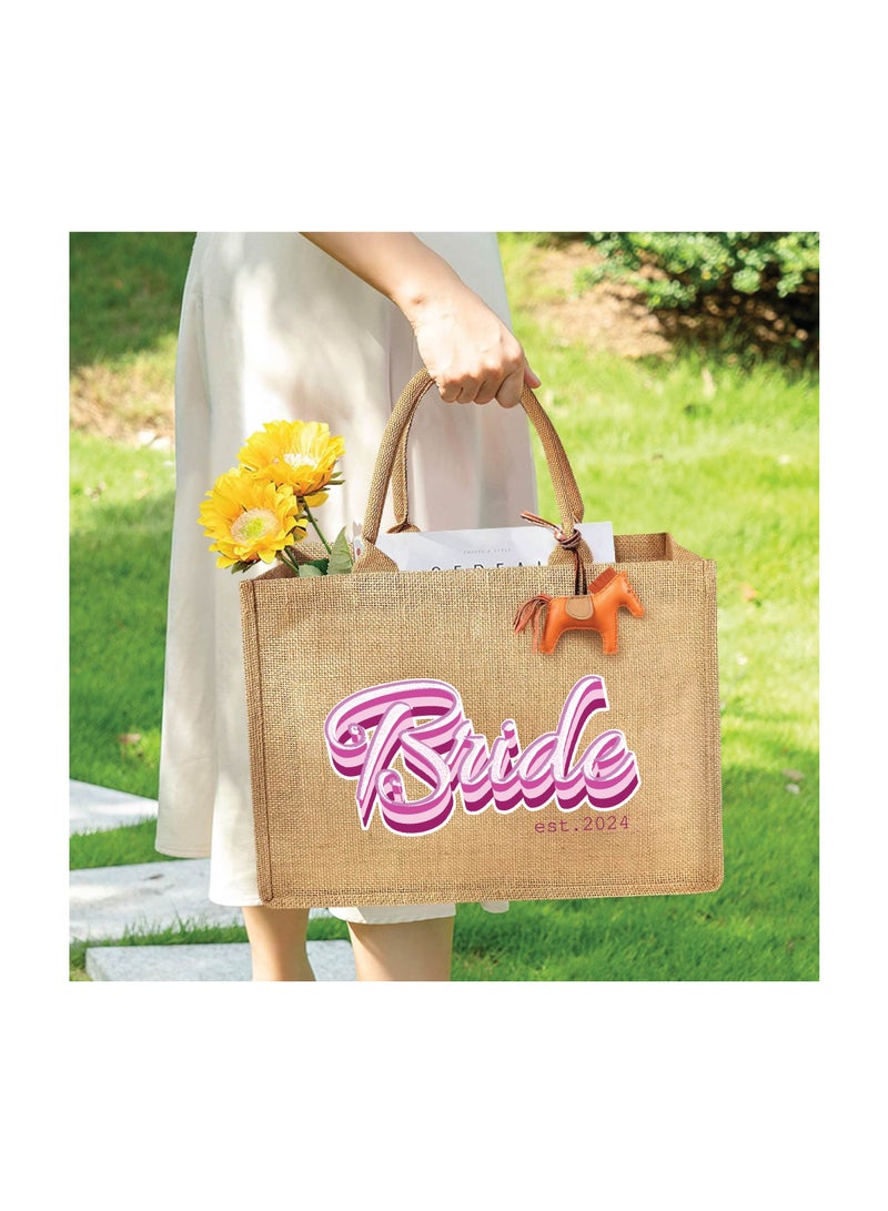 Jute Tote Bag-Bride Est-Wedding Party Gift Bag For Bridesmaids And Guests-Wedding Party Favors