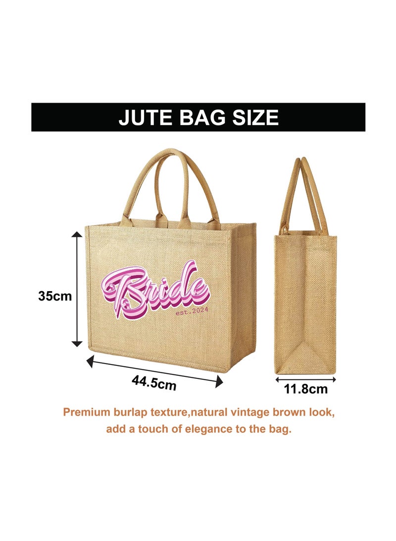 Jute Tote Bag-Bride Est-Wedding Party Gift Bag For Bridesmaids And Guests-Wedding Party Favors