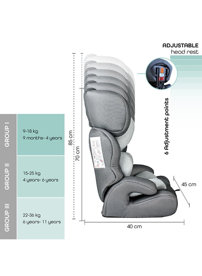 Lofty Baby Car seat  Group(1,2,3)-Black + Grey dots