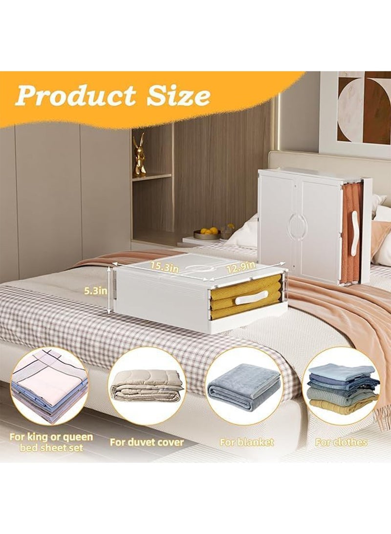 Bed Sheet Storage Organizer Plastic Foldable Closet Sheets Bedding storage with Window Handle