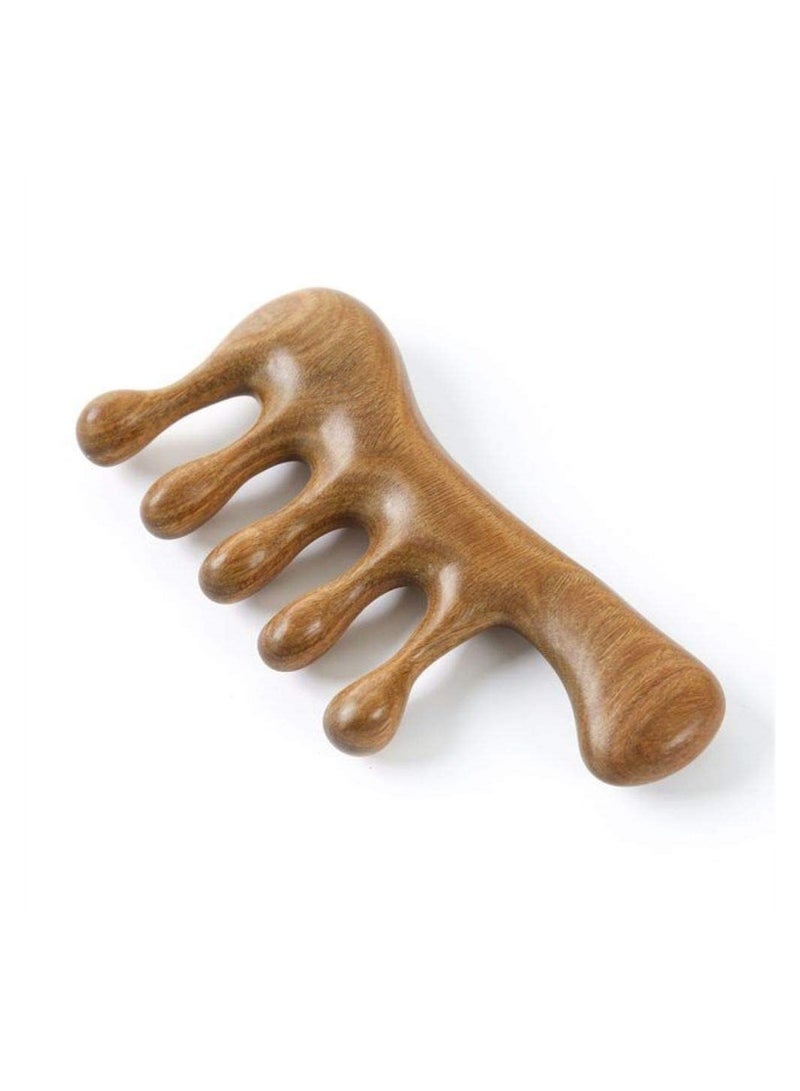 Green Sandalwood Multifunctional Massage Comb, Head Scalp Massage No Static, Wooden Massage Comb, Gua Sha Scraping Scalp and Hair Massage, Scalp Stimulator, Facial Body Massager