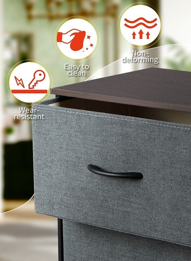 Fabric Dresser Storage Organizer  Dresser for Bedroom with 4 Drawers, Wide Chest of Drawers Unit with Fabric Bins for Closet Living Room Hallway Dark Grey