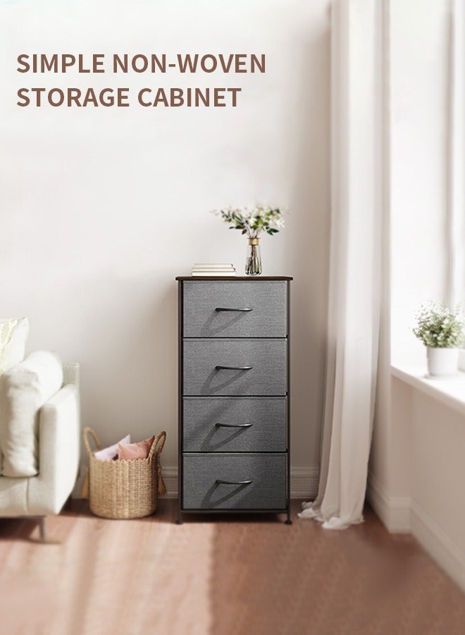 Fabric Dresser Storage Organizer  Dresser for Bedroom with 4 Drawers, Wide Chest of Drawers Unit with Fabric Bins for Closet Living Room Hallway Dark Grey