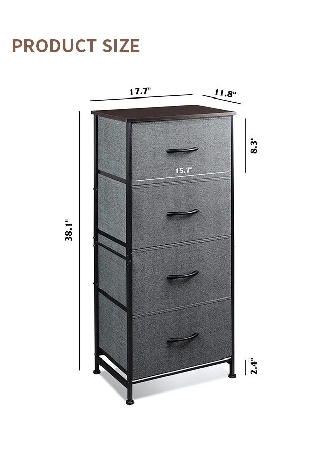 Fabric Dresser Storage Organizer  Dresser for Bedroom with 4 Drawers, Wide Chest of Drawers Unit with Fabric Bins for Closet Living Room Hallway Dark Grey