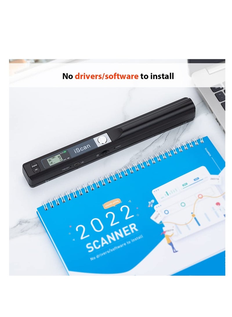 Portable Scanner, Handheld Scanner for Business, Photo Scanner for A4 Documents, Photo, Picture, Receipts, Books, JPG/PDF Format Selection, UP to 900 DPI, with 16G SD Car