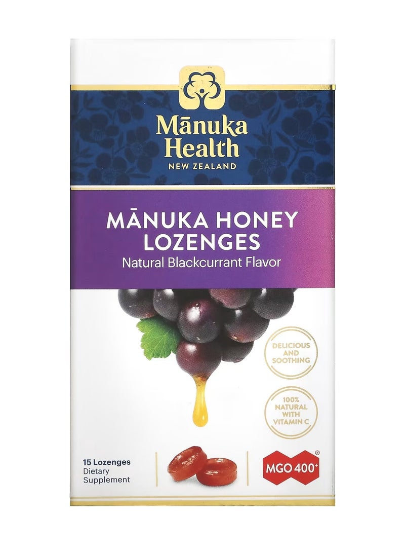 Honey Mgo400 Plus Natural Blackcurrant Flavor 15 Lozenges