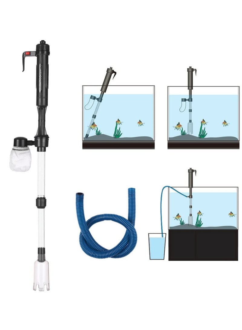 Aquarium Gravel Cleaner, 3 in 1 Electric Fish Tank Vacuum Cleaner Syphon Operated Gravel Water Filter Cleaner Sand Washer for Big and Small Tank Water Changing and Sand Clean
