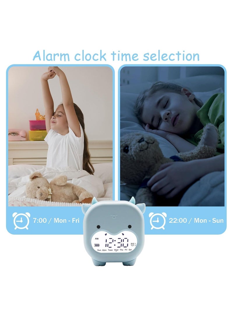 Kids Alarm Clock with Adjustable Volume and Night Light - Dual Alarm, Snooze Mode - Cute Animal Design, Perfect for Heavy Sleepers, Toddlers, Boys, Girls, Teens - USB Powered