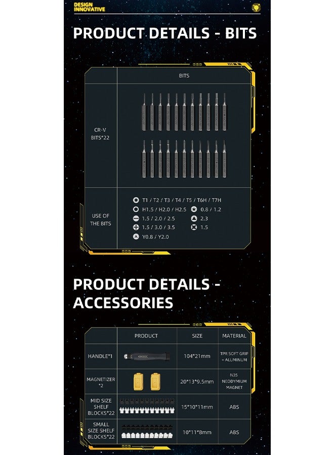 JAKEMY JM-8185 Multi-Function Screwdriver Tool Set - 69-Piece Trendy Modular Building Block Combination (69-in-1 Building Block Screwdriver Set)