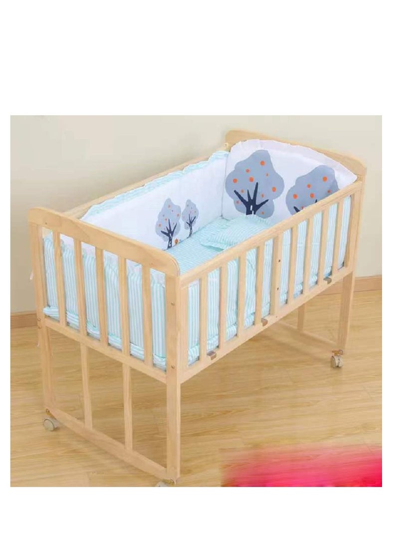 6Pcs Set Crib Bumper For Newborn Pure Cotton Bed Protector, Easy To Remove And Washable.