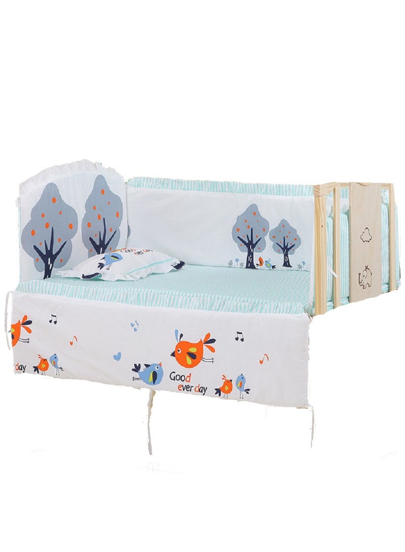 6Pcs Set Crib Bumper For Newborn Pure Cotton Bed Protector, Easy To Remove And Washable.