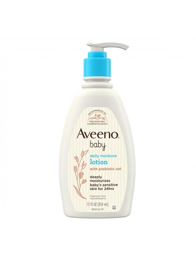 Aveeno Baby Daily Moisture Body Lotion For Delicate Skin, Natural Colloidal Oatmeal And Dimethicone, Hypoallergenic Moisturizing Baby Lotion, Fragrance-, Phthalate- And Paraben-Free, 12 Fl. Oz