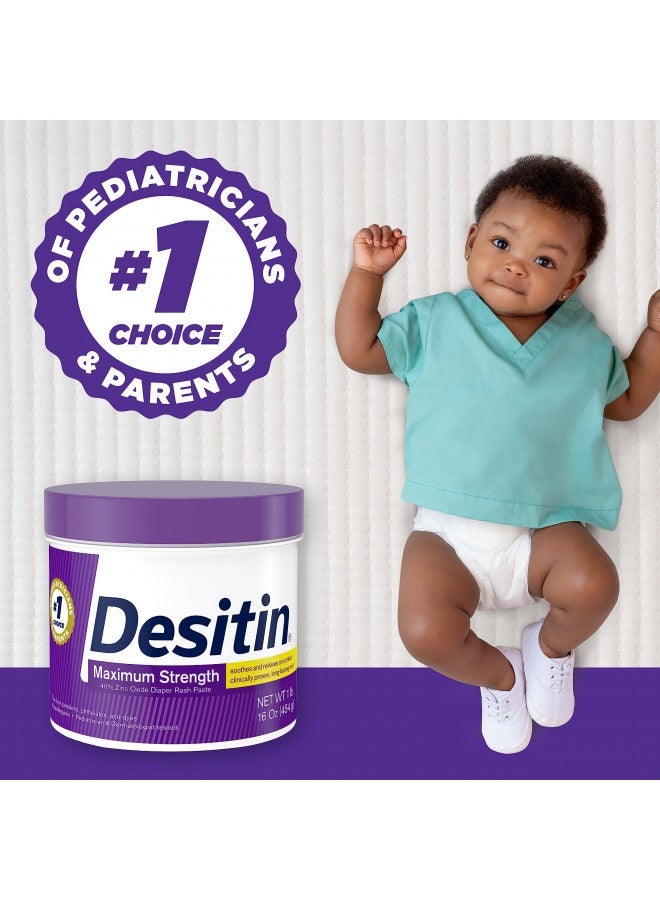 Desitin Maximum Strength Baby Diaper Rash Cream With 40% Zinc Oxide For Diaper Rash Relief And Prevention, 16 Oz