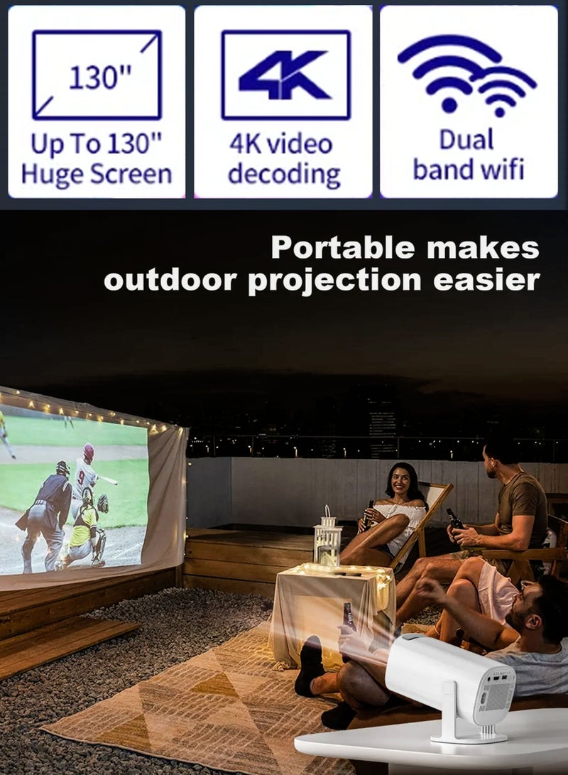 P30 MAX 210ANSI Lumens Mini Ultra HD Gaming Projector with 10,000 Built-in Games, Android 11, 4K Support, 180 Degree Rotating Screen, 130 Inches Screen Display, Portable Mini Cinema, Movie Theater, Home Entertainment, Mobile Phone Projection, Video Presentations