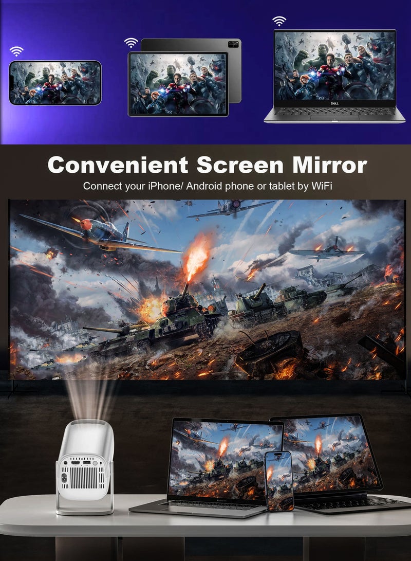 P30 MAX 450 ANSI Lumens Mini Ultra HD Gaming Projector with 10,000 Built-in Games, Android 11, 4K Support, 180 Degree Rotating Screen, 130 Inches Screen Display, Portable Mini Cinema, Movie Theater, Home Entertainment, Mobile Phone Projection, Video Presentations