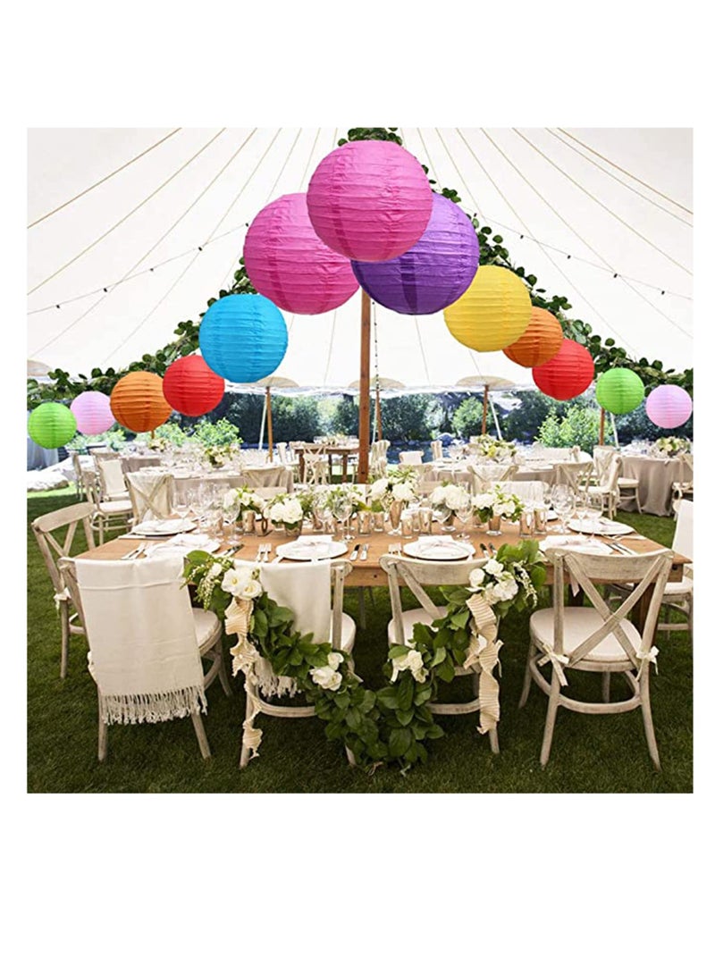 16Pcs Colorful Paper Lanterns Decorative Chinese/Japanese Hanging Round Foldable Lantern for Birthday Wedding  Bridal Shower Home Decor Party (Size of 4” 6” 8” 10”)