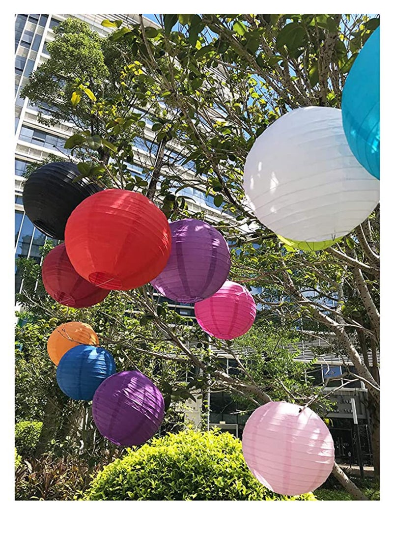 16Pcs Colorful Paper Lanterns Decorative Chinese/Japanese Hanging Round Foldable Lantern for Birthday Wedding  Bridal Shower Home Decor Party (Size of 4” 6” 8” 10”)