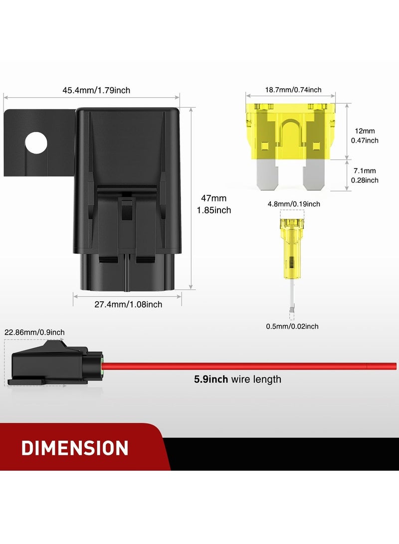 Inline Fuse Holder, 4pcs12AWG Waterproof ATC/ATO Blade Fuse Holder 20A 30A 40A Regular Fuse Heavy Duty in Line Fuse w/Cover Fits 1A to 30A Fuses for 12V Automotive Vehicles