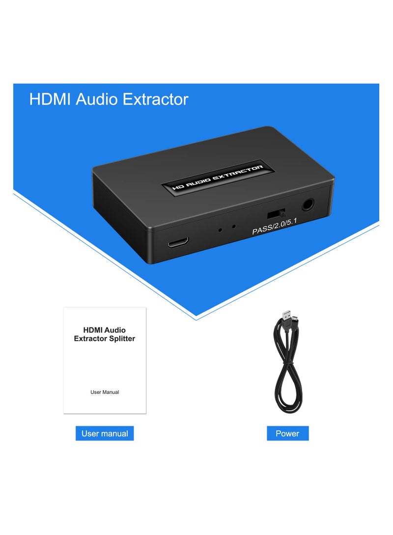 SYOSI HDMI Audio Extractor, 1080P HDMI to HDMI with Optical Toslink SPDIF + 3.5mm Audio Out, Audio Converter Adapter Compatible with PS4, Fire Stick, Blu-Ray Player