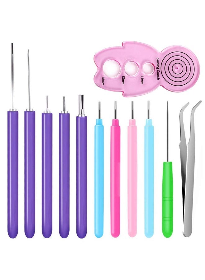 Zanyu 12 Pack Paper Quilling Tools Slotted Kit  Different Sizes Rolling Curling Quilling Needle Pen Curling Coach Paper Cardmaking Project Tools Set