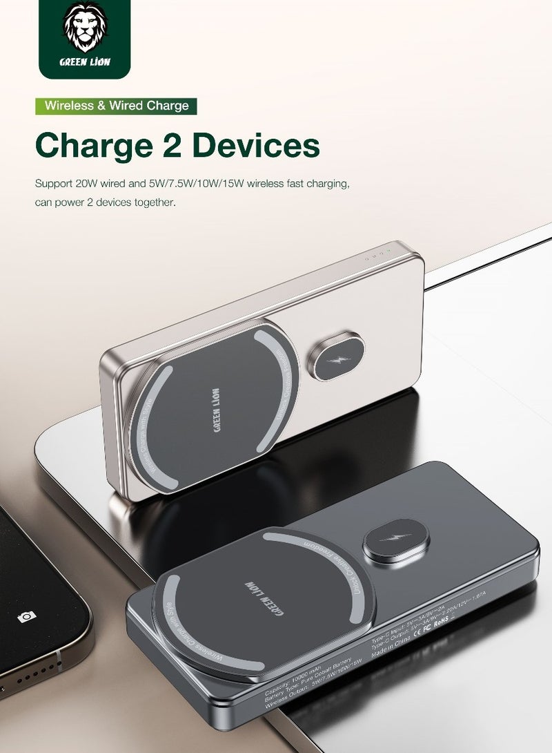 Milton MagSafe Power Bank / Strong Magnetic / Pure Cobalt Battery / 5000mAh / Ultra Compact PowerBank / Wireless Charging / PD 20W / Fast Charging / Efficient charge / Longer Service Life / Slim & Light Weight / Minimalist Style / LED Indicator/ Type-C / Portable Charger / Smart Chip / Glamorous Body - Black