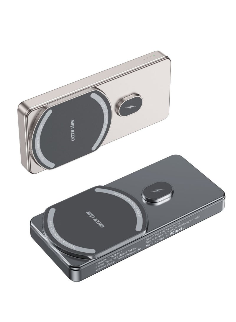 Milton MagSafe Power Bank / Strong Magnetic / Pure Cobalt Battery / 5000mAh / Ultra Compact PowerBank / Wireless Charging / PD 20W / Fast Charging / Efficient charge / Longer Service Life / Slim & Light Weight / Minimalist Style / LED Indicator/ Type-C / Portable Charger / Smart Chip / Glamorous Body - Black