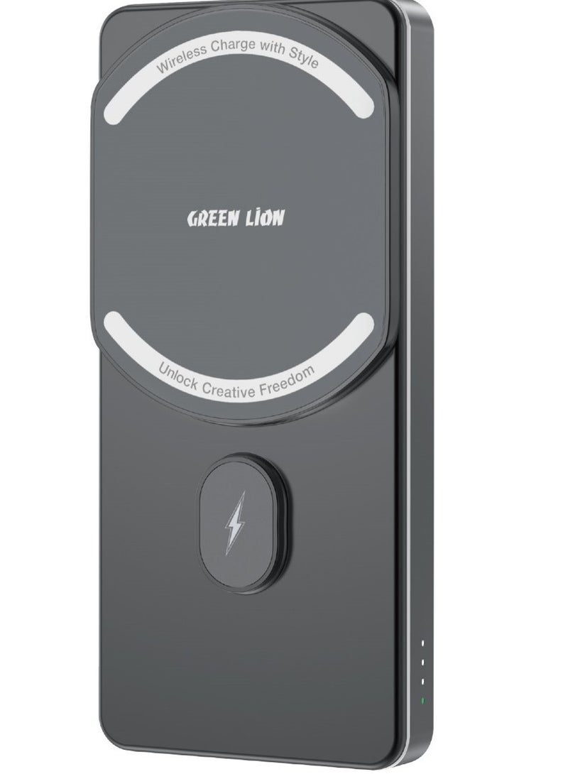 Milton MagSafe Power Bank / Strong Magnetic / Pure Cobalt Battery / 5000mAh / Ultra Compact PowerBank / Wireless Charging / PD 20W / Fast Charging / Efficient charge / Longer Service Life / Slim & Light Weight / Minimalist Style / LED Indicator/ Type-C / Portable Charger / Smart Chip / Glamorous Body - Black
