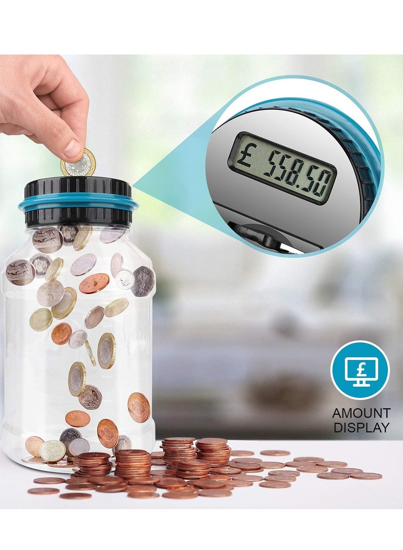 Digital Piggy Banks Digital Saving Money Box, Transparent Coin Bank Large Capacity Transparent Money Saving Jar with LCD Display, Coin Money Bank Piggy Bank Gift for Kids and Adult