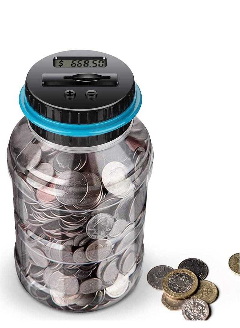 Digital Piggy Banks Digital Saving Money Box, Transparent Coin Bank Large Capacity Transparent Money Saving Jar with LCD Display, Coin Money Bank Piggy Bank Gift for Kids and Adult