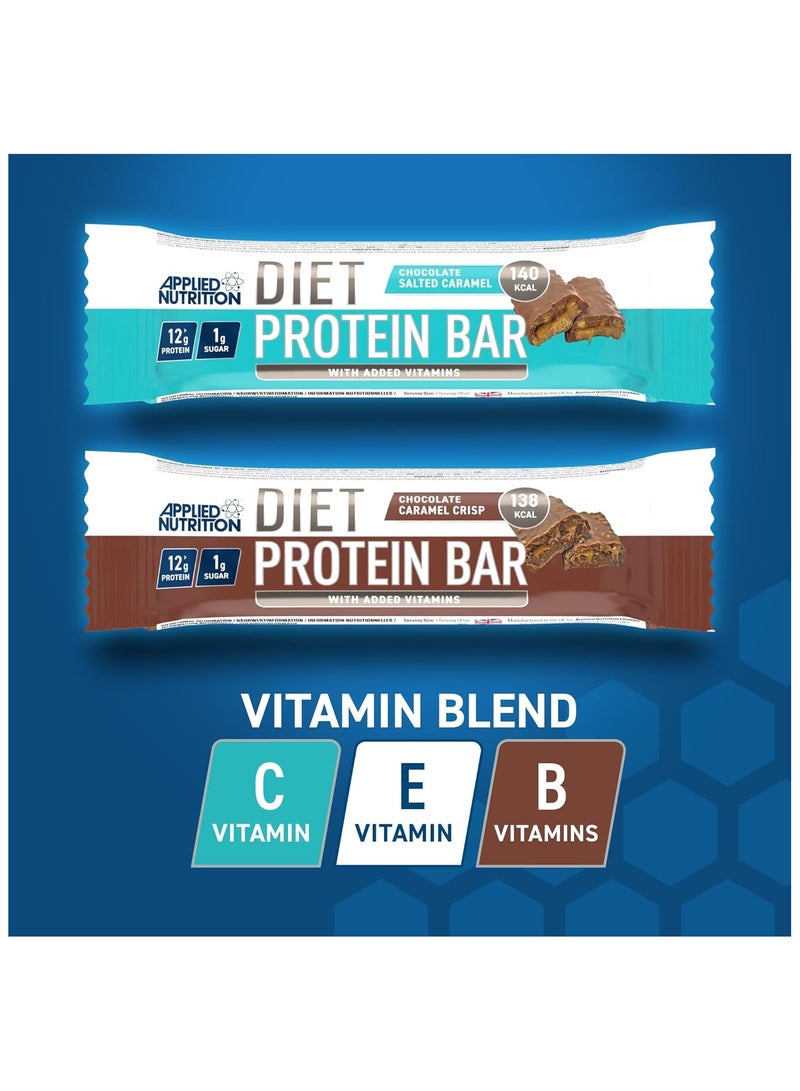 Diet Protein Bar High Protein Low Sugar Protein Snack Bar with Added Vitamins Chocolate Salted Carmel 45 g pack of 12