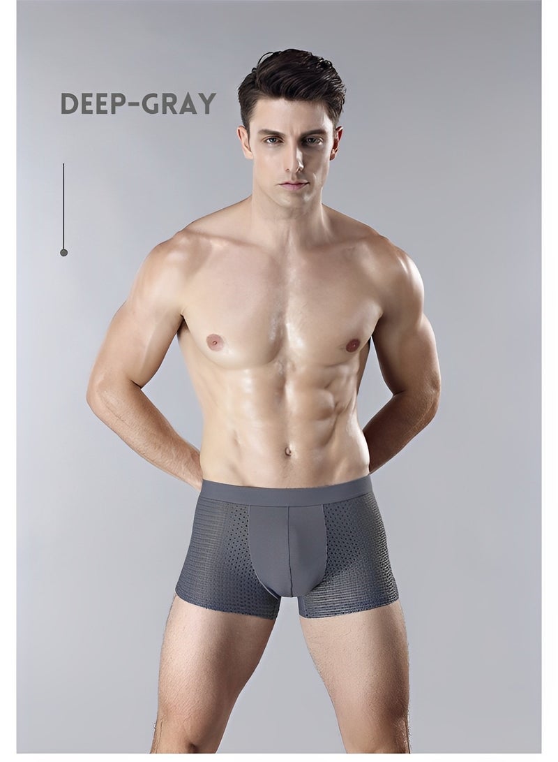 Men's 4 Packs Underwear Boxer Briefs Mesh Quick Dry Performance Boxer Brief Breathable Stretch Underwear