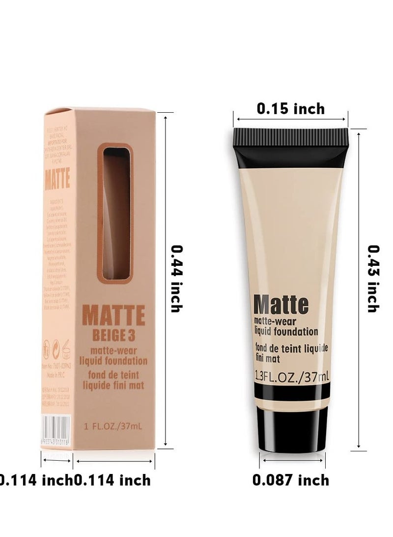 2 Pack Liquid Foundation Cream for Face Makeup Durable Full Coverage Matte Concealer Make Up Oil Control and Waterproof Base Primer Concealer Repair Nourishing Nude Makeup Liquid Foundation BEIGE 6