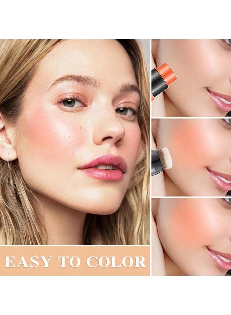 3 Pcs Waterproof Multi Cream Blush Stick with Brush, Lightweight & Long-lasting 2-in-1 Makeup for Cheeks, Lips & Eyeshadow, Easy to Use, Suitable for All Skin Types.