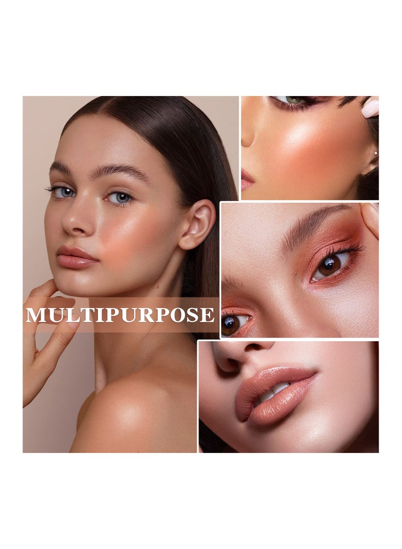 3 Pcs Waterproof Multi Cream Blush Stick with Brush, Lightweight & Long-lasting 2-in-1 Makeup for Cheeks, Lips & Eyeshadow, Easy to Use, Suitable for All Skin Types.