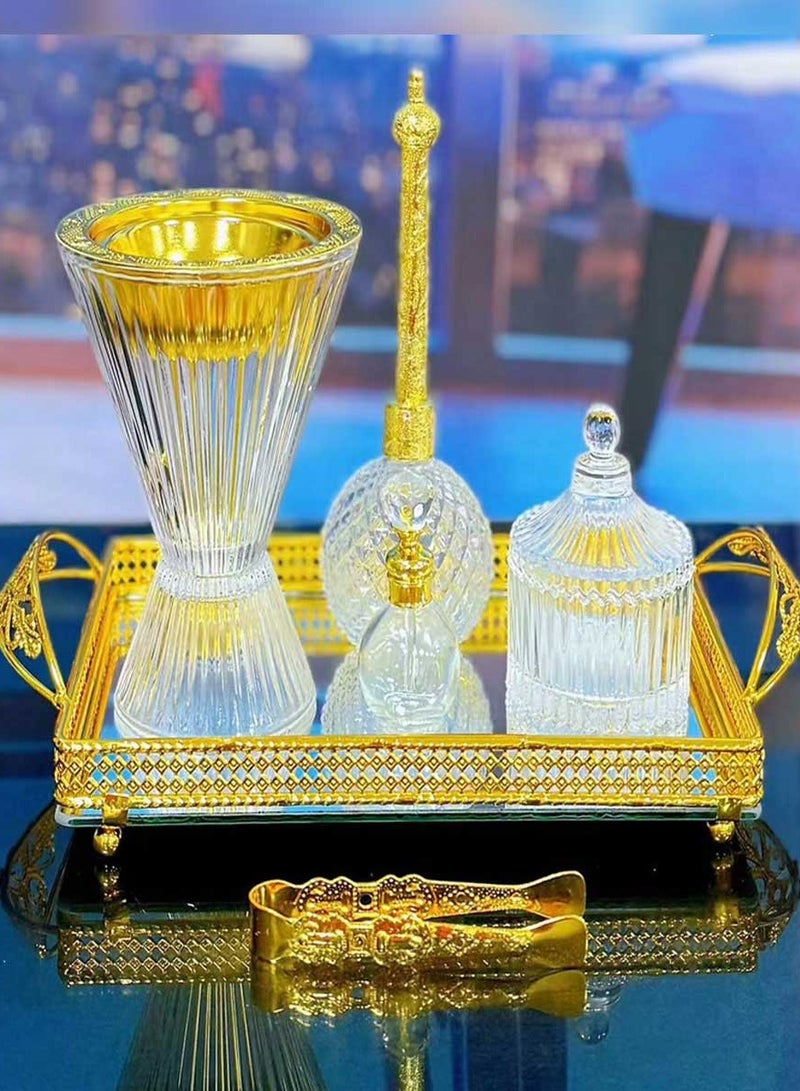 Elegant Design Glass Incense Burner Set Arabic Oud Holder for Home and Office Fragrance