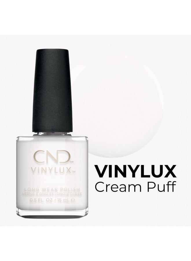 Cnd Vinylux Longwear White Nail Polish, Gel-Like Shine And Chip Resistant Color, Cream Puff #108, 0.5 Fl Oz