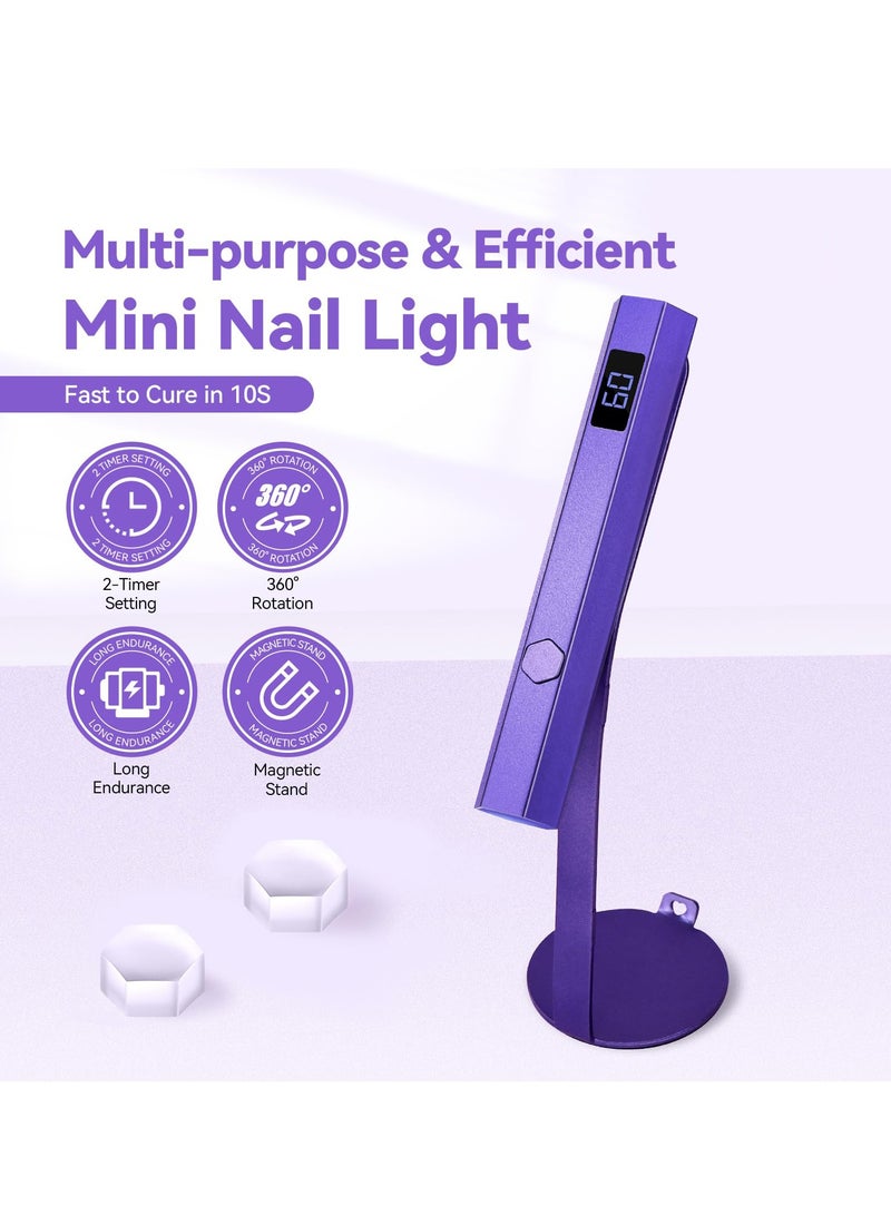 UV Light for Nails, UV Lamps for Gel Nails 10s Fast Curing Mini UV LED Nail Lamp with Nail Stamper and Magnetic Stand Portable Nail Dryer U V Light for Curing Gel Polish Nail Home DIY Manicure