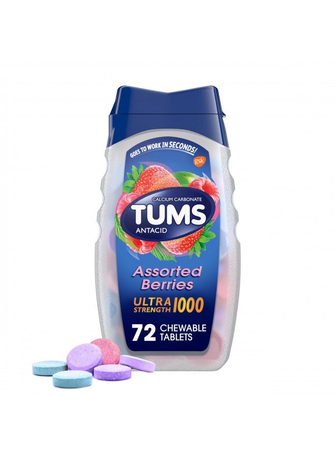 Tums Ultra Strength Chewable Antacid Tablets For Heartburn Relief And Acid Indigestion Relief, Assorted Berries - 72 Count