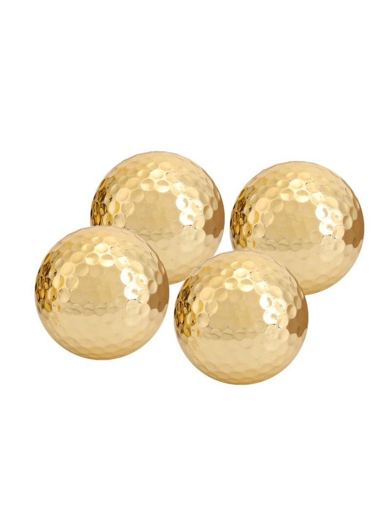 KASTWAVE Golden Golf Balls, 4Pcs Gold Plating Double Layer Golf Ball, Golf Balls Bulk, Golf Ball Accessory for Golf Clubs Golfers Lovers Beginners Golf Practicing