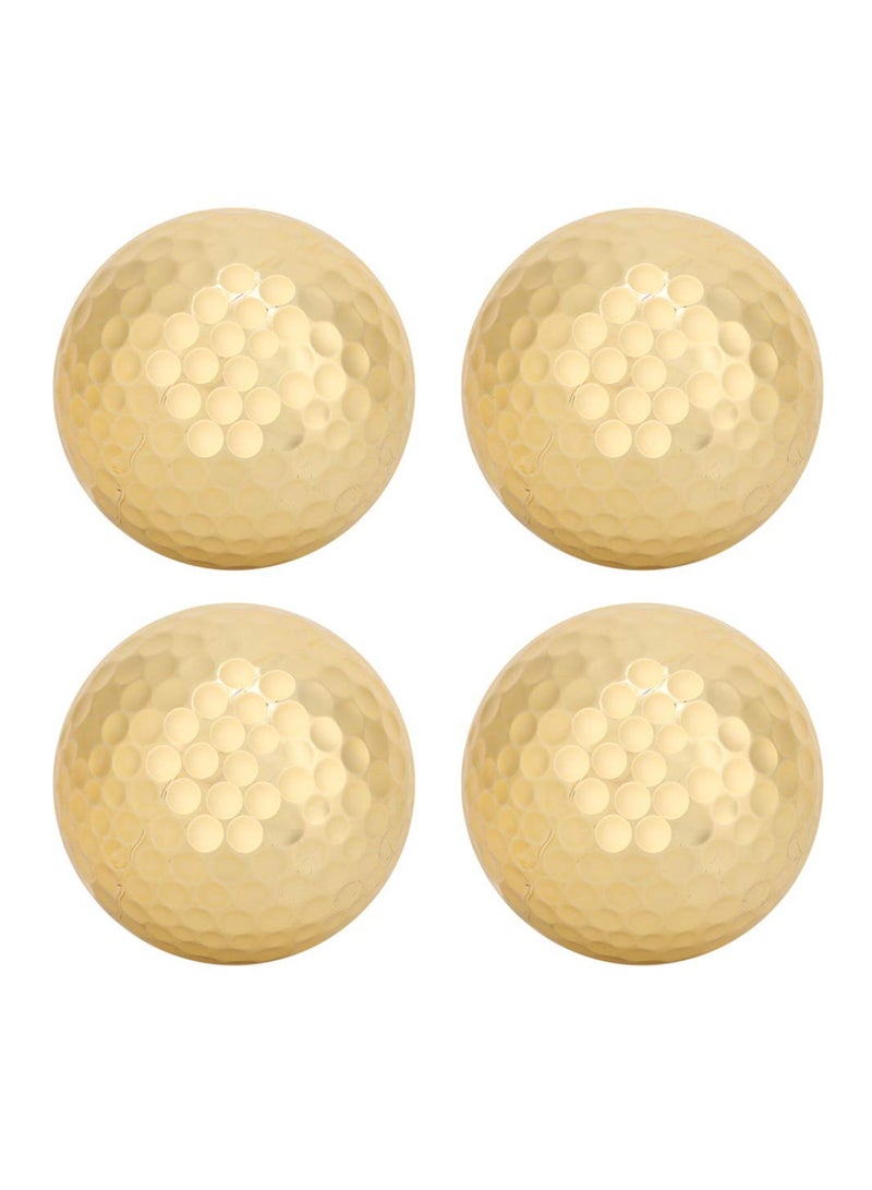 KASTWAVE Golden Golf Balls, 4Pcs Gold Plating Double Layer Golf Ball, Golf Balls Bulk, Golf Ball Accessory for Golf Clubs Golfers Lovers Beginners Golf Practicing