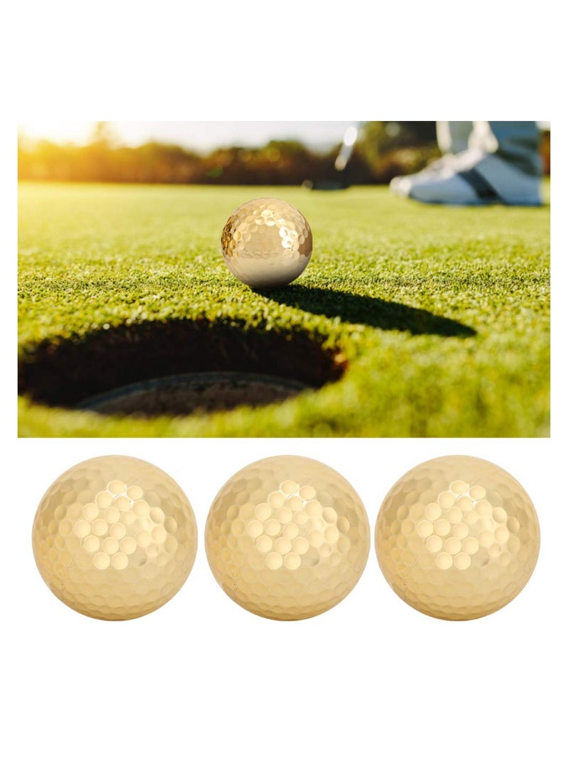 KASTWAVE Golden Golf Balls, 4Pcs Gold Plating Double Layer Golf Ball, Golf Balls Bulk, Golf Ball Accessory for Golf Clubs Golfers Lovers Beginners Golf Practicing