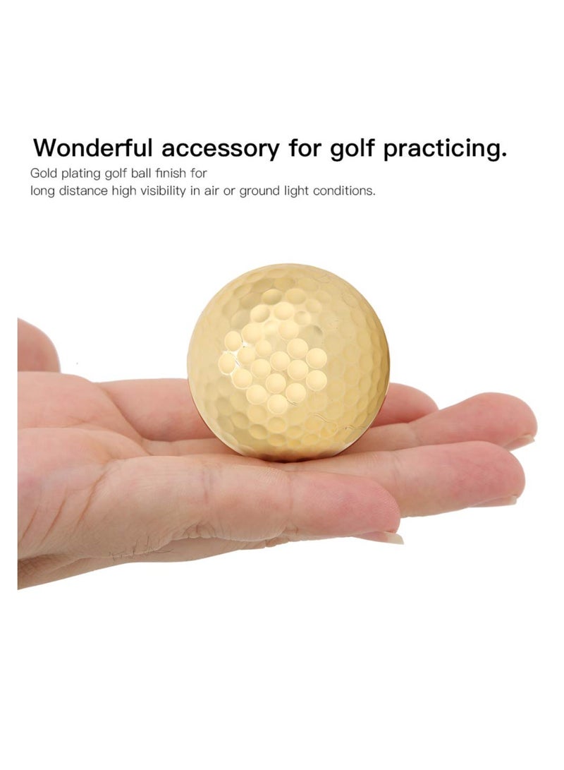 KASTWAVE Golden Golf Balls, 4Pcs Gold Plating Double Layer Golf Ball, Golf Balls Bulk, Golf Ball Accessory for Golf Clubs Golfers Lovers Beginners Golf Practicing