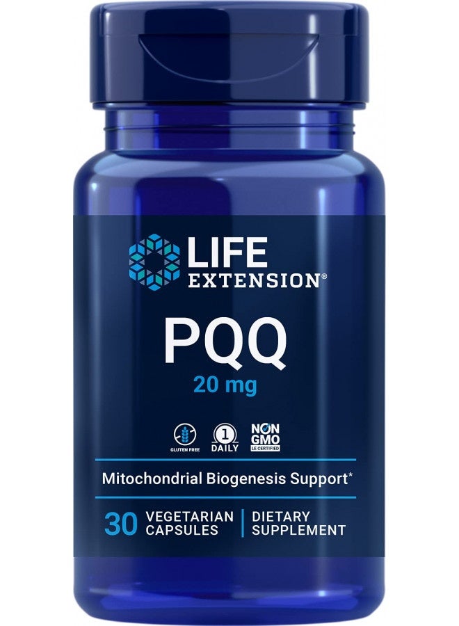 Life Extension Pqq (Pyrroloquinoline Quinone) 20Mg Promotes The Growth Of New Cellular Mitochondria - Gluten-Free, Once-Daily, Non-Gmo, Vegetarian - 30 Vegetarian Capsules