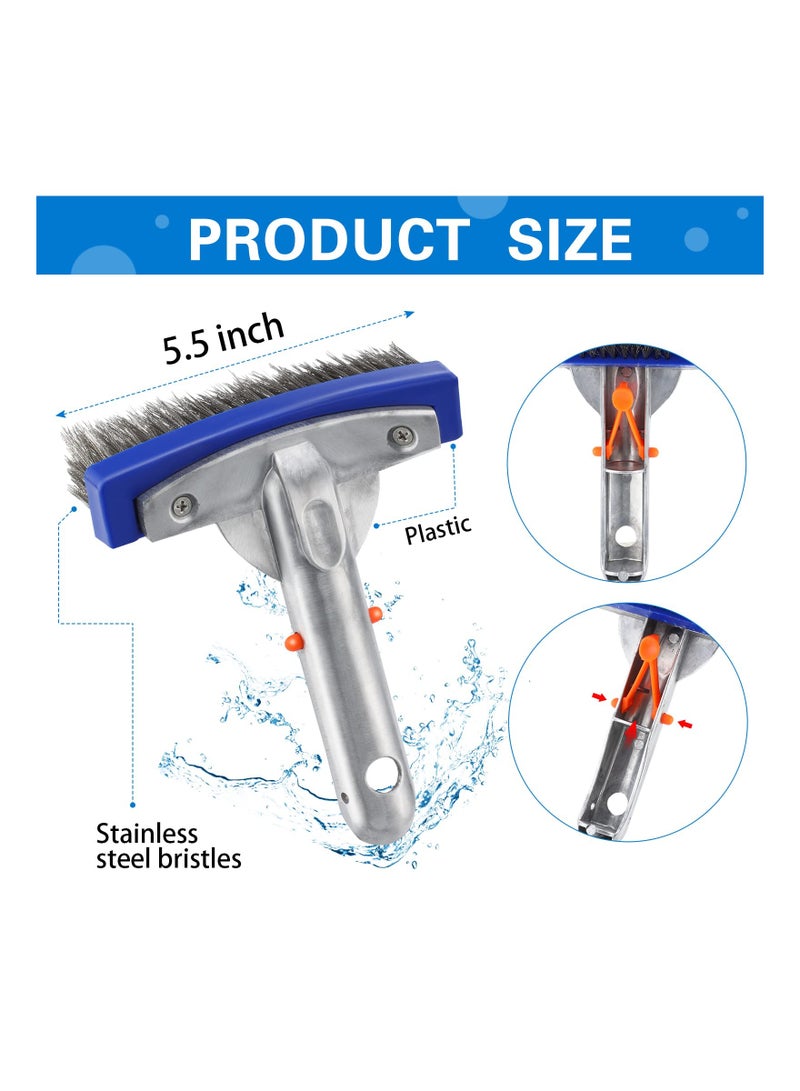 1 Pcs Stainless Steel Pool Brush Head,  Pool Brush Head Heavy Duty Pool Brush Head Swimming Pool Aluminum Handle and Stainless Steel Bristles for Cleaning Pool to Fit Most Poles (5.5 Inch)