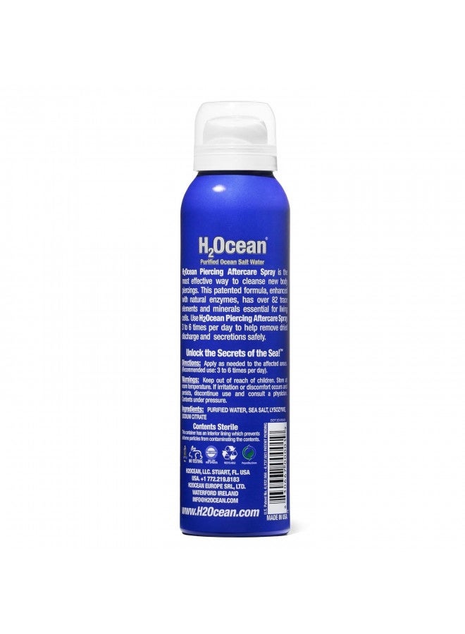 H2Ocean Piercing Aftercare Spray, 4Oz Set Of 2 Sea Salt Keloid And Bump Treatment, Wound Care Spray Wound Wash For Ear, Nose, Naval, Oral Body Piercings